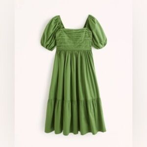 Abercrombie Emerson Poplin Puff Sleeve Midi Dress